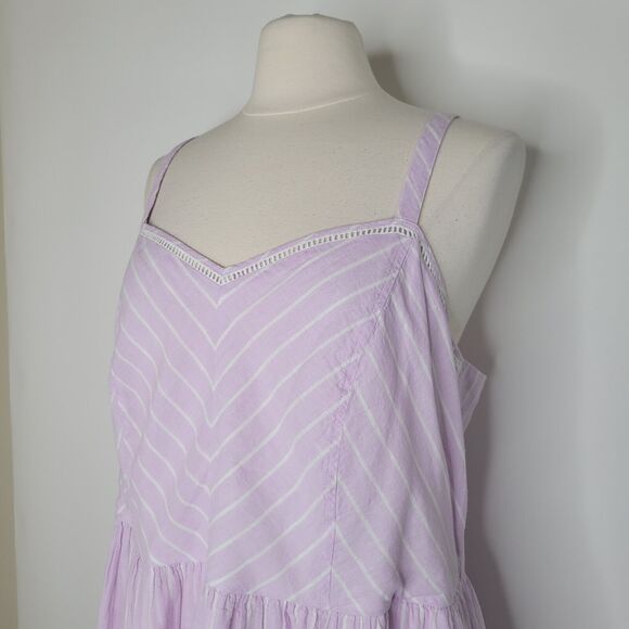 LANE BRYANT Purple Sweetheart-Neck Stripe Fit & Flare Dress Size 20 Linen Smock - Picture 8 of 11